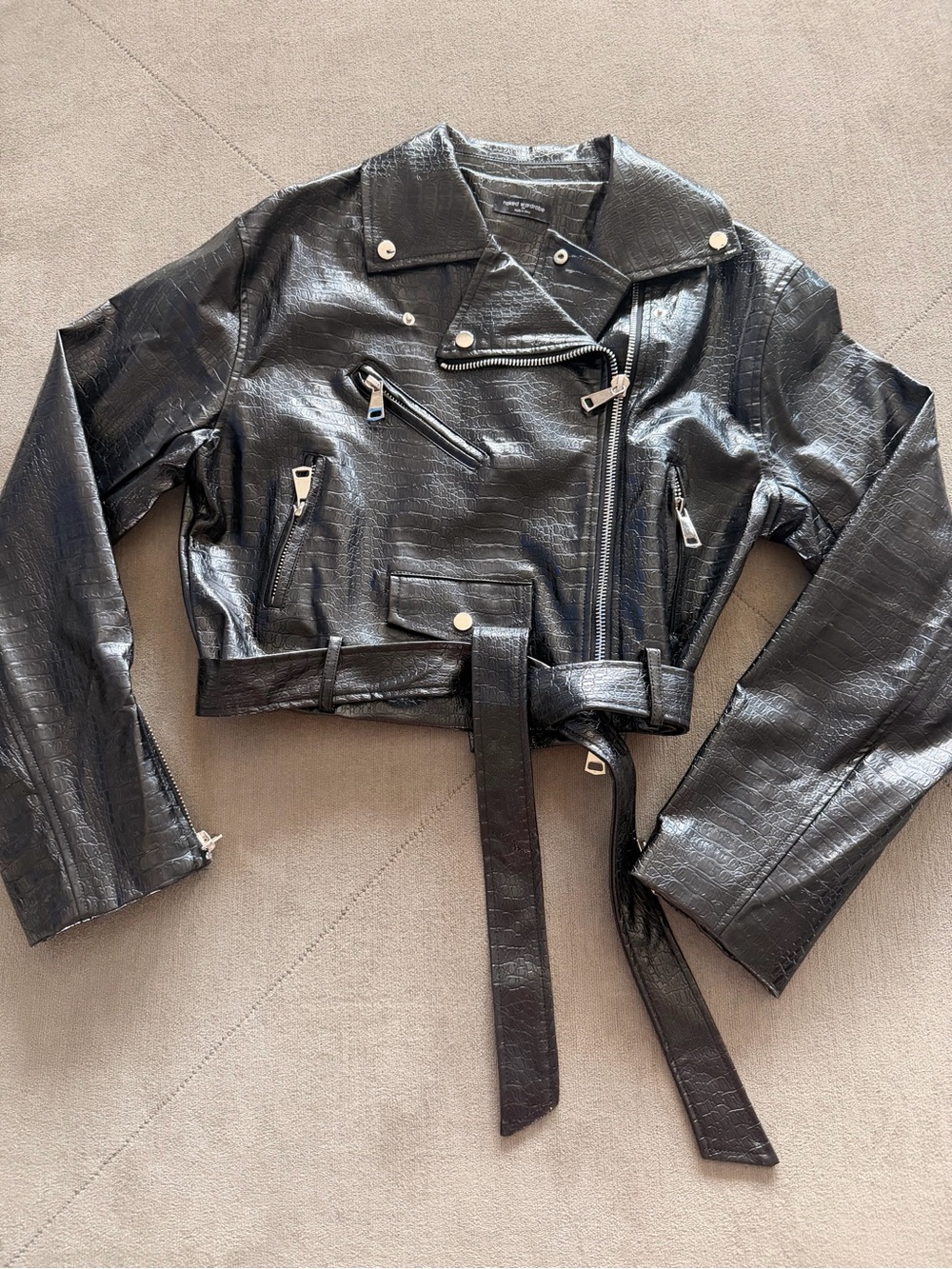 Naked Wardrobe The Cropped Croc Jacket